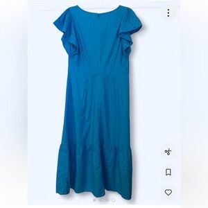 Ann Taylor Blue Ruffle Sleeve Dress